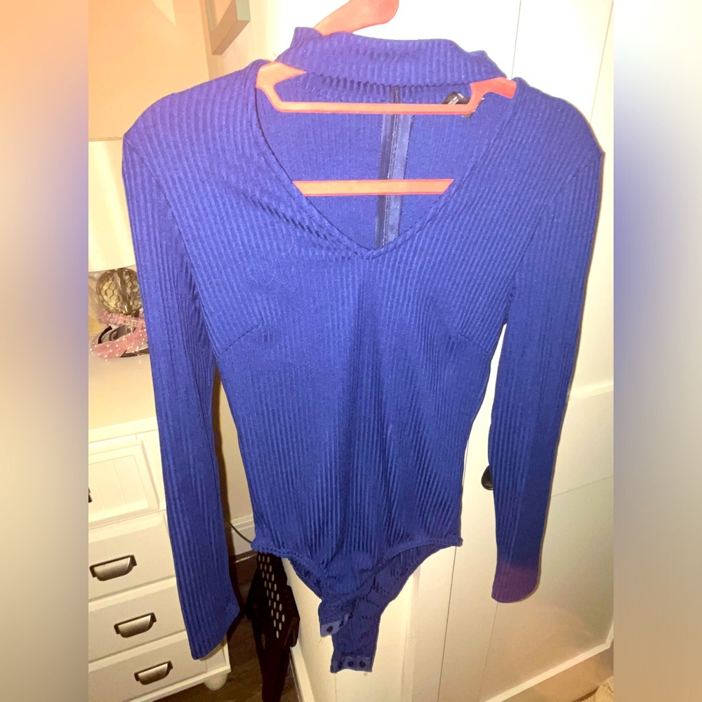 Royal Blue body suit with choker neck